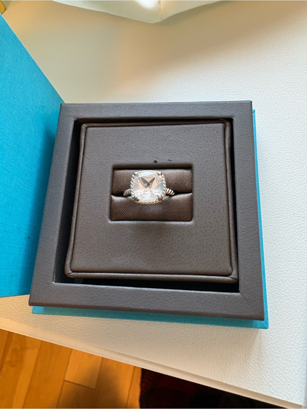 Birks Cushion-Cut White Stone Silver Ring - Women's Ring - Picture 2 of 5